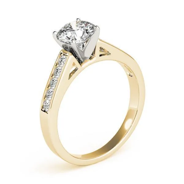 Fire Brilliance Rings Ryleigh Round Center Stone Diamond Channel 4 Prong TwoTone Engagement Ring