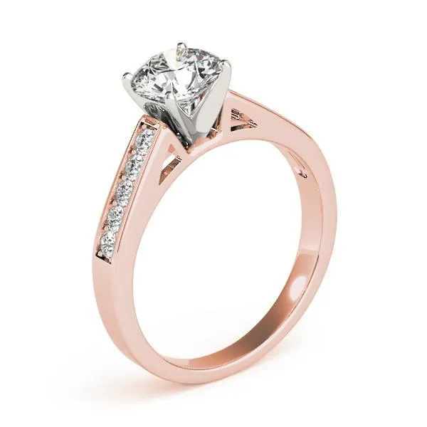 Fire Brilliance Rings Ryleigh Round Center Stone Diamond Channel 4 Prong TwoTone Engagement Ring