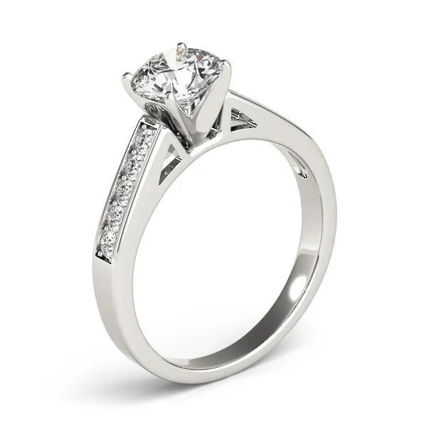 Fire Brilliance Rings Ryleigh Round Center Stone Diamond Channel 4 Prong TwoTone Engagement Ring