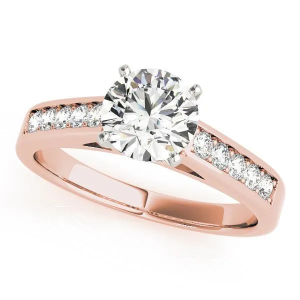 Fire Brilliance Rings Ryleigh Round Center Stone Diamond Channel 4 Prong TwoTone Engagement Ring