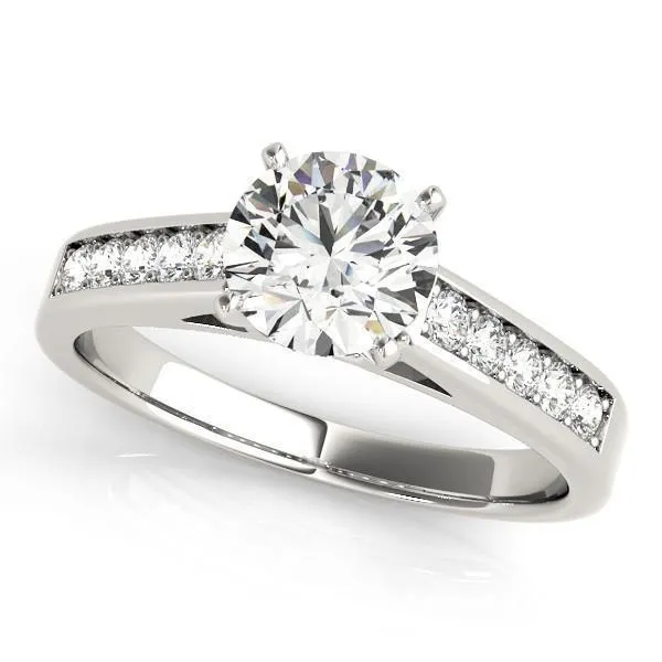 Fire Brilliance Rings Ryleigh Round Center Stone Diamond Channel 4 Prong TwoTone Engagement Ring