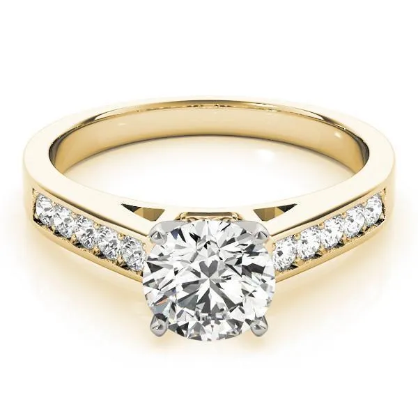 Fire Brilliance Rings Ryleigh Round Center Stone Diamond Channel 4 Prong TwoTone Engagement Ring