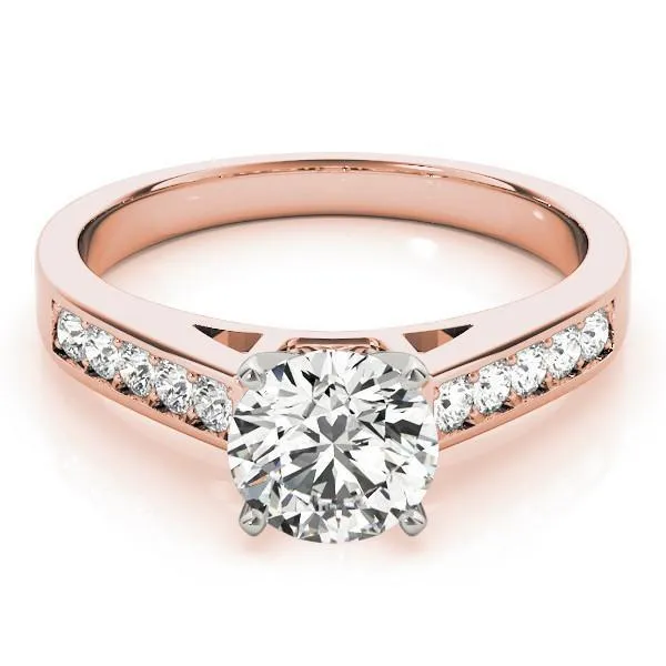 Fire Brilliance Rings Ryleigh Round Center Stone Diamond Channel 4 Prong TwoTone Engagement Ring
