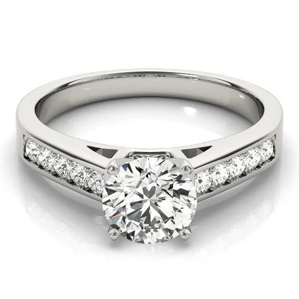 Fire Brilliance Rings Ryleigh Round Center Stone Diamond Channel 4 Prong TwoTone Engagement Ring