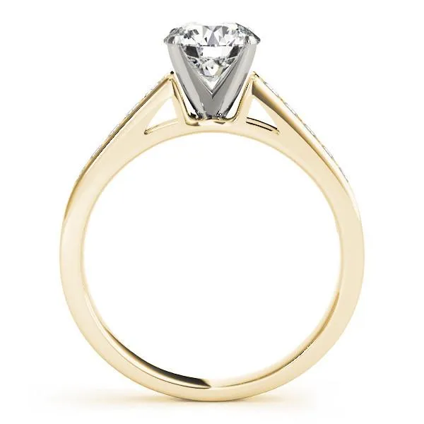 Fire Brilliance Rings Ryleigh Round Center Stone Diamond Channel 4 Prong TwoTone Engagement Ring