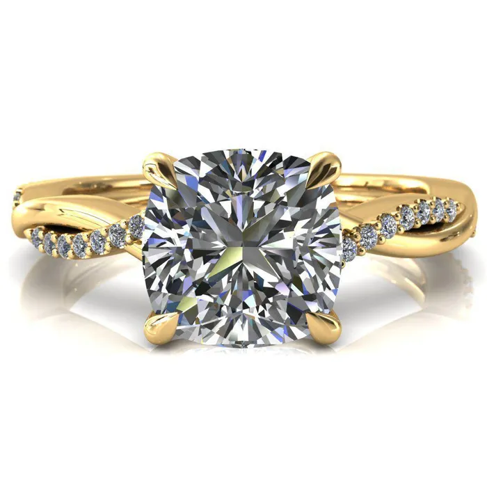 Fire Brilliance Rings Shana Cushion Moissanite 4 Claw Prong 12 Infinity Diamond Accent Ring Engagement Ring