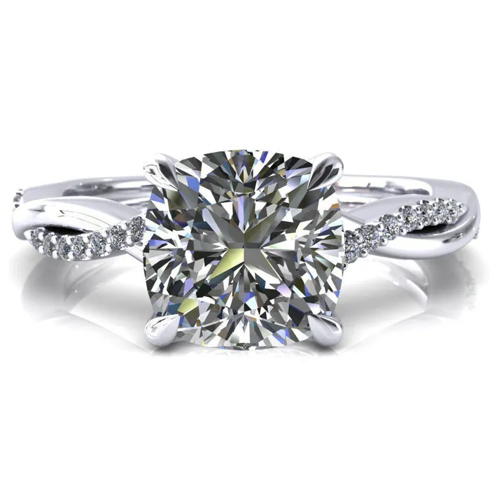 Fire Brilliance Rings Shana Cushion Moissanite 4 Claw Prong 12 Infinity Diamond Accent Ring Engagement Ring