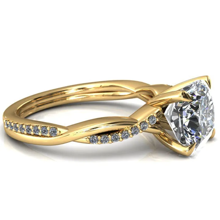 Fire Brilliance Rings Shana Cushion Moissanite 4 Claw Prong 12 Infinity Diamond Accent Ring Engagement Ring