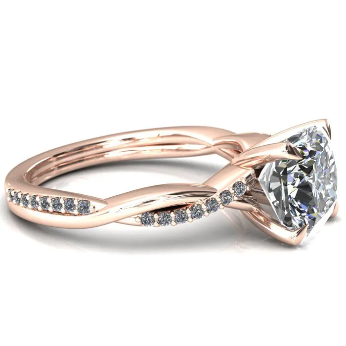 Fire Brilliance Rings Shana Cushion Moissanite 4 Claw Prong 12 Infinity Diamond Accent Ring Engagement Ring