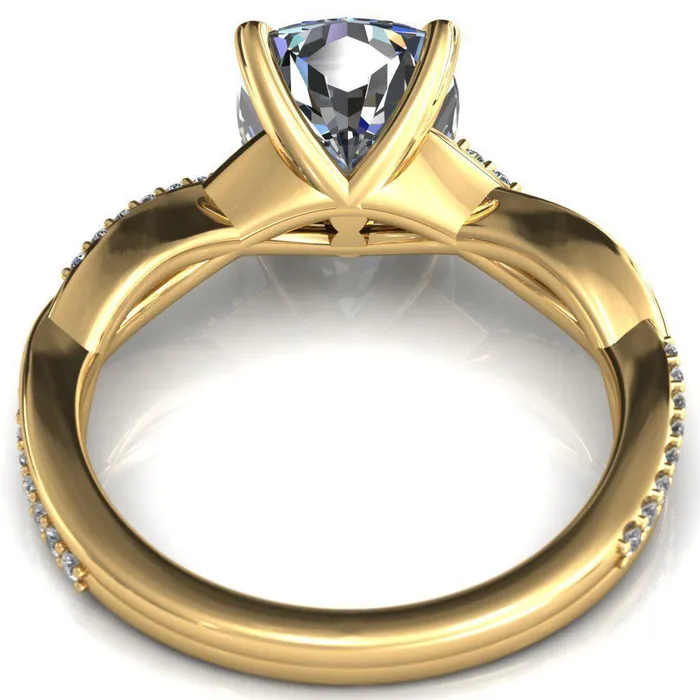 Fire Brilliance Rings Shana Cushion Moissanite 4 Claw Prong 12 Infinity Diamond Accent Ring Engagement Ring
