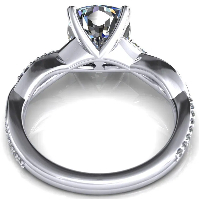 Fire Brilliance Rings Shana Cushion Moissanite 4 Claw Prong 12 Infinity Diamond Accent Ring Engagement Ring