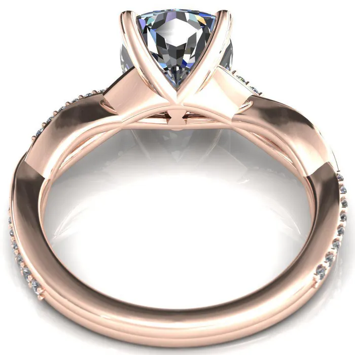 Fire Brilliance Rings Shana Cushion Moissanite 4 Claw Prong 12 Infinity Diamond Accent Ring Engagement Ring
