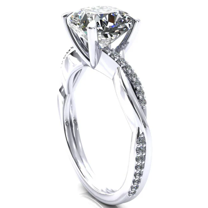 Fire Brilliance Rings Shana Cushion Moissanite 4 Claw Prong 12 Infinity Diamond Accent Ring Engagement Ring