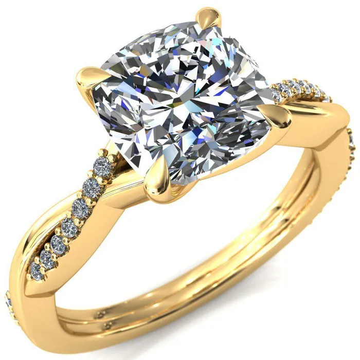 Fire Brilliance Rings Shana Cushion Moissanite 4 Claw Prong 12 Infinity Diamond Accent Ring Engagement Ring