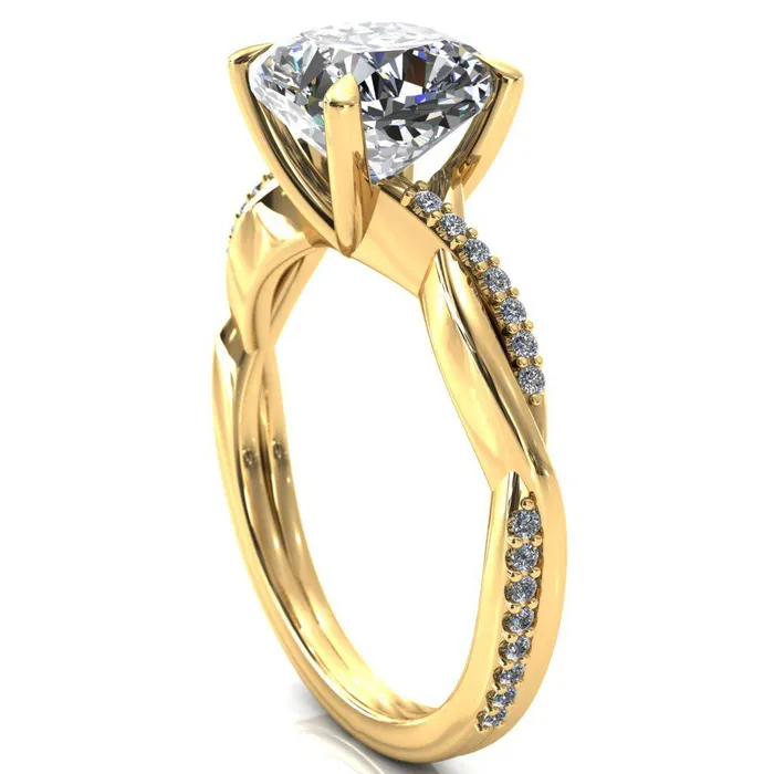 Fire Brilliance Rings Shana Cushion Moissanite 4 Claw Prong 12 Infinity Diamond Accent Ring Engagement Ring