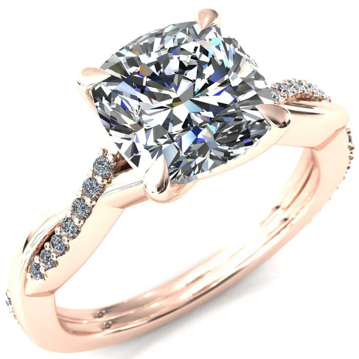 Fire Brilliance Rings Shana Cushion Moissanite 4 Claw Prong 12 Infinity Diamond Accent Ring Engagement Ring
