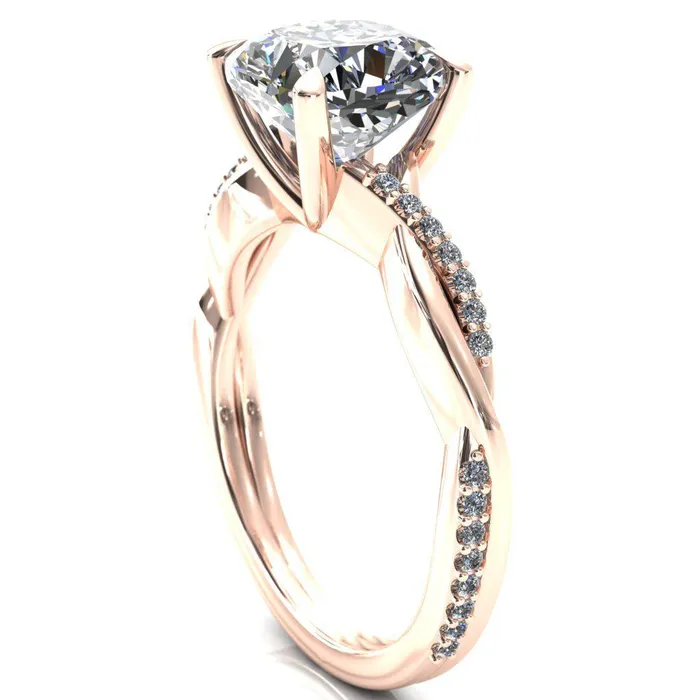 Fire Brilliance Rings Shana Cushion Moissanite 4 Claw Prong 12 Infinity Diamond Accent Ring Engagement Ring