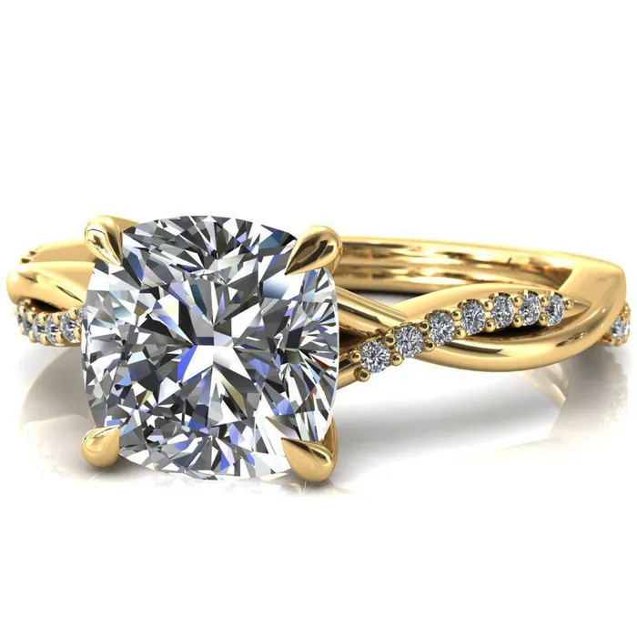 Fire Brilliance Rings Shana Cushion Moissanite 4 Claw Prong 12 Infinity Diamond Accent Ring Engagement Ring