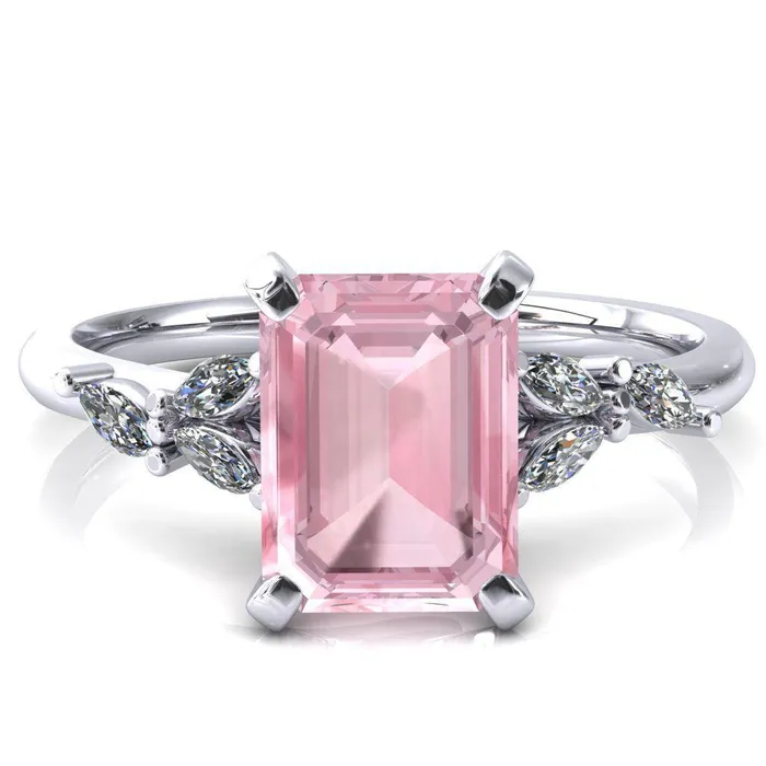 Fire Brilliance Rings Sigrid Emerald Pink Sapphire 4 Prong Marquise Diamond Side Ring Fire Brilliance Rings Sigrid Emerald Pink Sapphire 4 Prong Marquise Diamond Side Ring