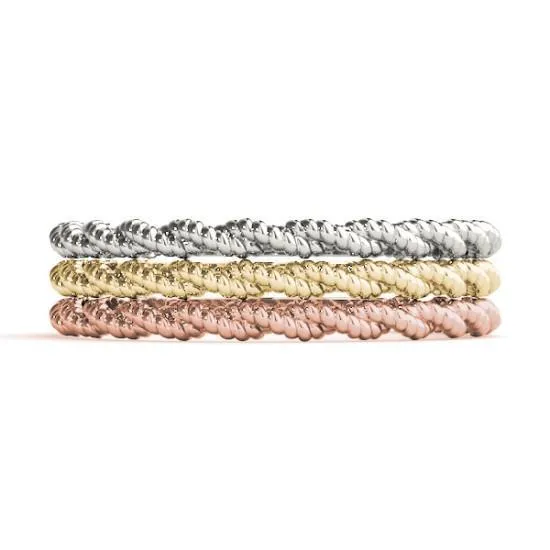 Fire Brilliance Rings Stackables 34 Eternity TriTone Gold Beaded Rope 3Band Set Selectables Fire Brilliance Rings Stackables 34 Eternity TriTone Gold Beaded Rope 3Band Set Selectables