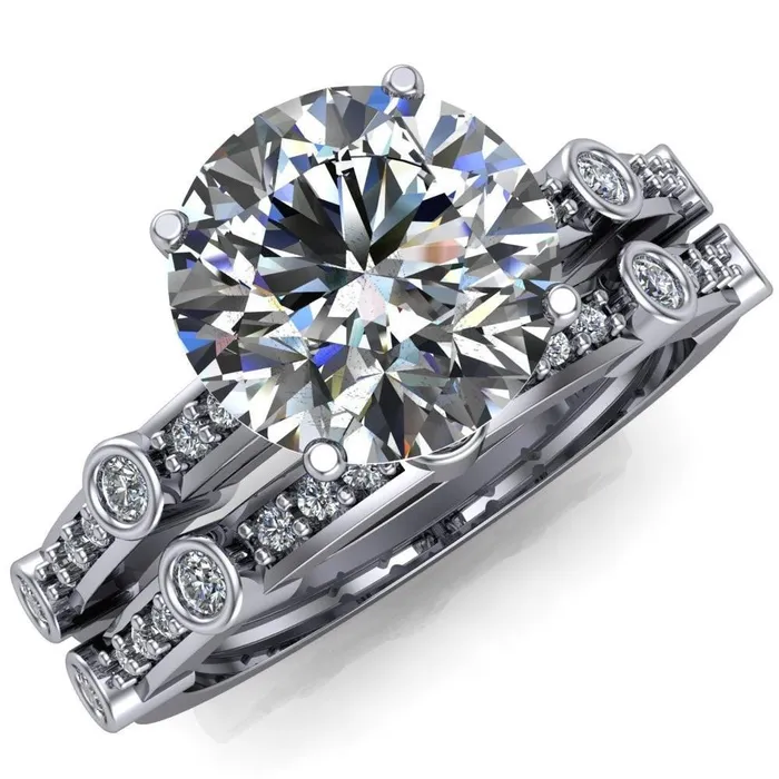 Fire Brilliance Rings Stephani Round Center Stone Diamond Channel Bezel Setting Fire Brilliance Rings Stephani Round Center Stone Diamond Channel Bezel Setting