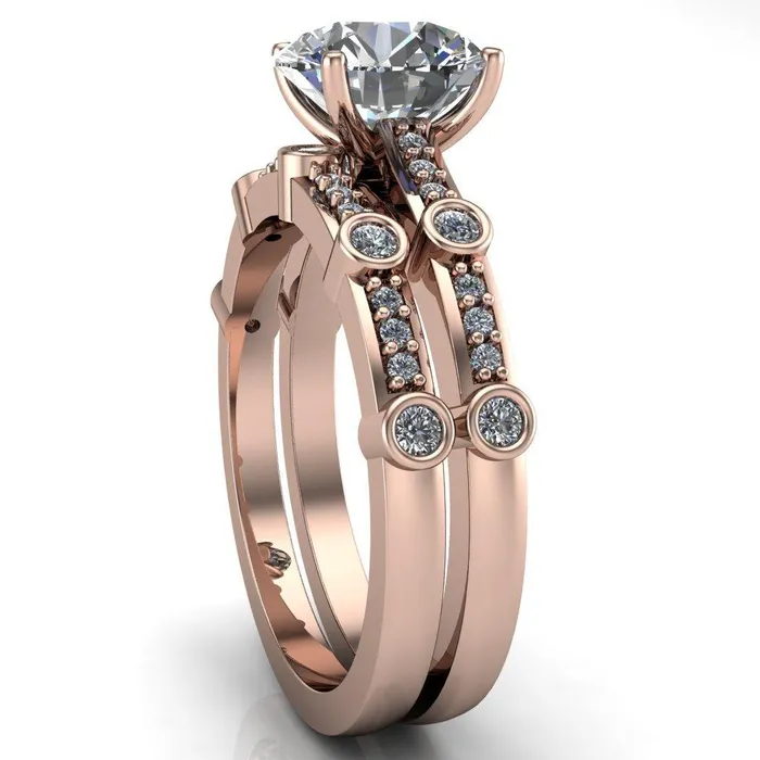 Fire Brilliance Rings Stephani Round Center Stone Diamond Channel Bezel Setting