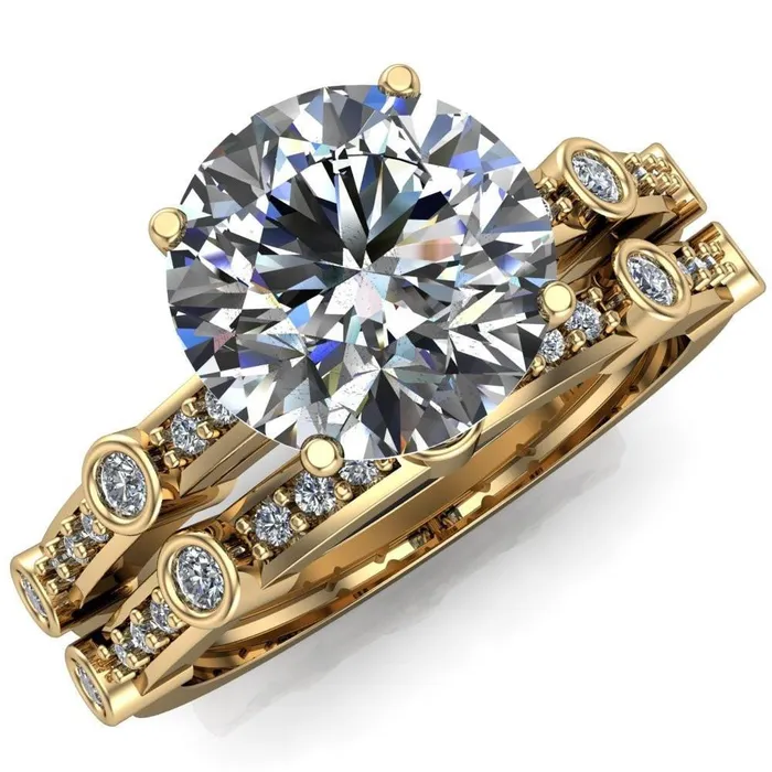 Fire Brilliance Rings Stephani Round Center Stone Diamond Channel Bezel Setting