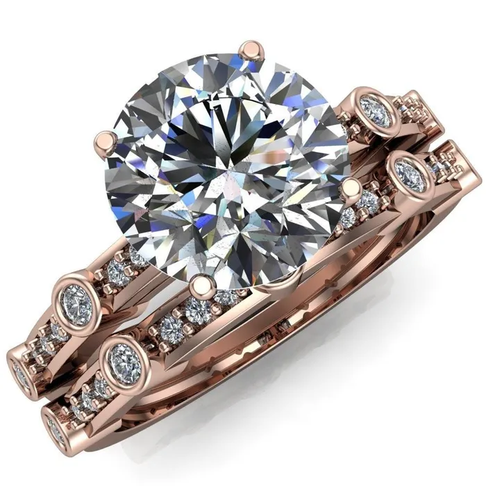 Fire Brilliance Rings Stephani Round Center Stone Diamond Channel Bezel Setting