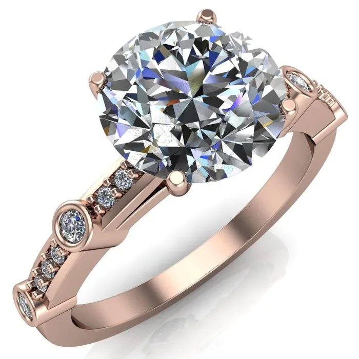 Fire Brilliance Rings Stephani Round Center Stone Diamond Channel Bezel Setting