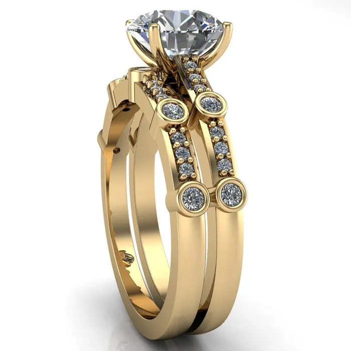 Fire Brilliance Rings Stephani Round Center Stone Diamond Channel Bezel Setting