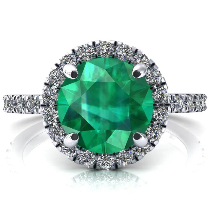 Fire Brilliance Rings Talia Round Emerald 4 Prong Halo 58 Micropave Engagement Ring Fire Brilliance Rings Talia Round Emerald 4 Prong Halo 58 Micropave Engagement Ring