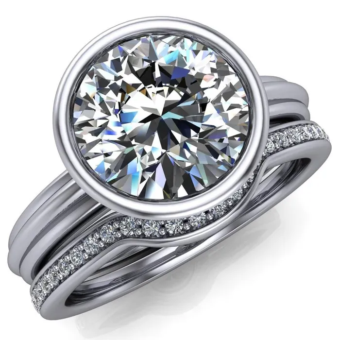 Fire Brilliance Rings Terese Round Center Stone Bezel Set Brava Ring