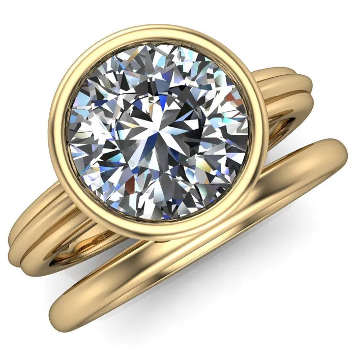 Fire Brilliance Rings Terese Round Center Stone Bezel Set Brava Ring