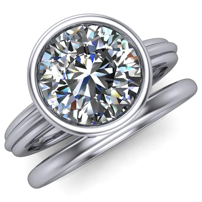 Fire Brilliance Rings Terese Round Center Stone Bezel Set Brava Ring