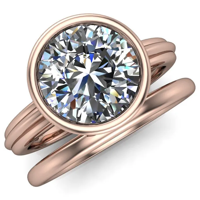 Fire Brilliance Rings Terese Round Center Stone Bezel Set Brava Ring