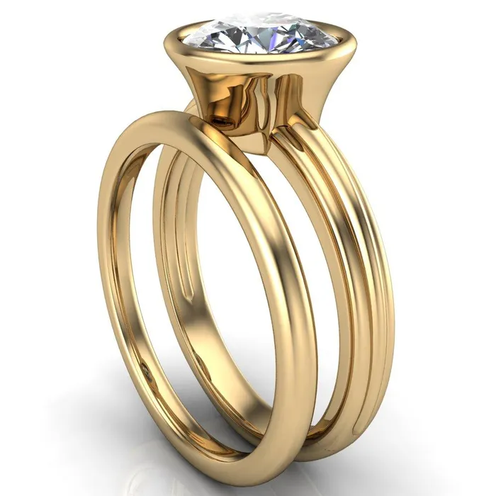 Fire Brilliance Rings Terese Round Center Stone Bezel Set Brava Ring