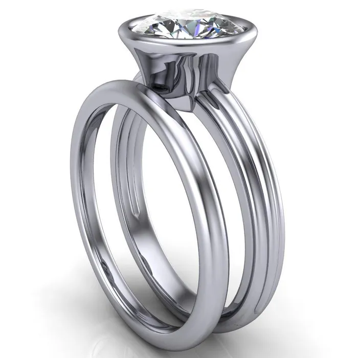 Fire Brilliance Rings Terese Round Center Stone Bezel Set Brava Ring