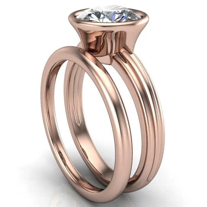 Fire Brilliance Rings Terese Round Center Stone Bezel Set Brava Ring