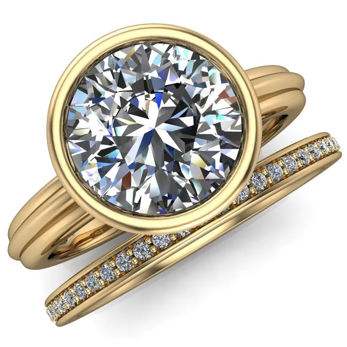 Fire Brilliance Rings Terese Round Center Stone Bezel Set Brava Ring