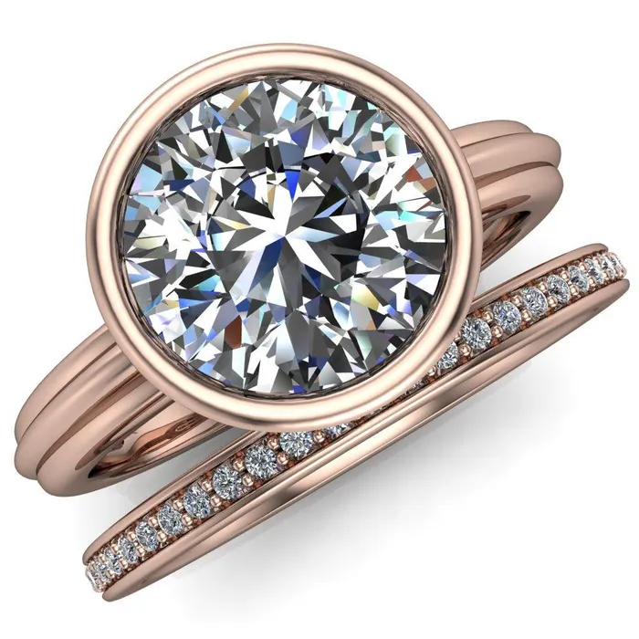 Fire Brilliance Rings Terese Round Center Stone Bezel Set Brava Ring