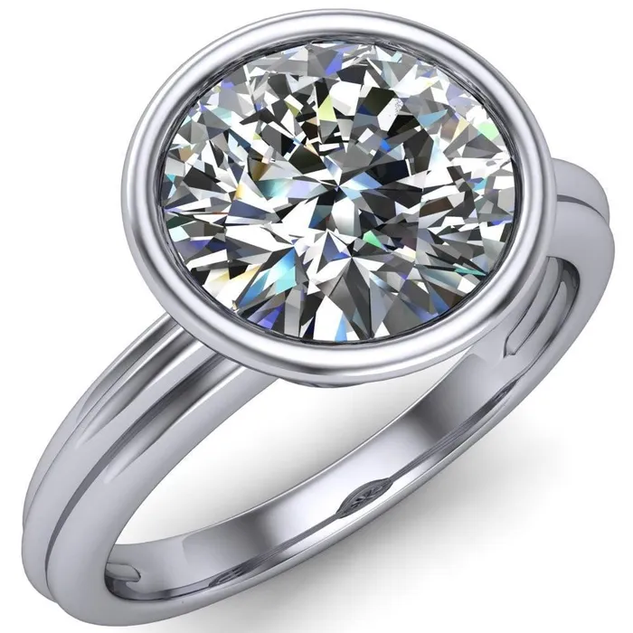 Fire Brilliance Rings Terese Round Center Stone Bezel Set Brava Ring