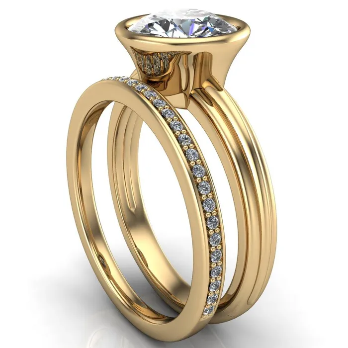 Fire Brilliance Rings Terese Round Center Stone Bezel Set Brava Ring