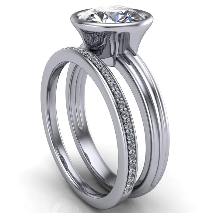 Fire Brilliance Rings Terese Round Center Stone Bezel Set Brava Ring