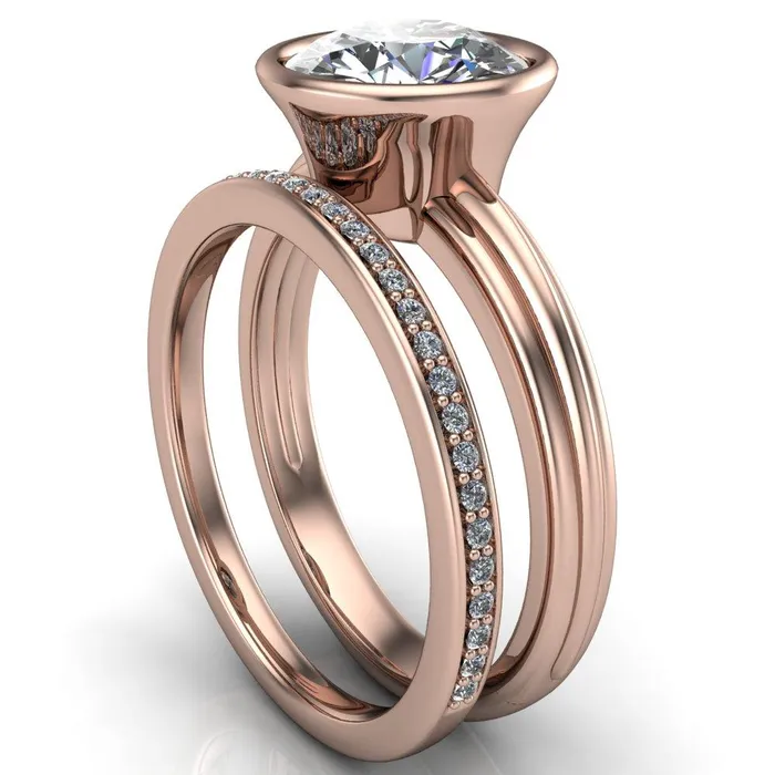 Fire Brilliance Rings Terese Round Center Stone Bezel Set Brava Ring