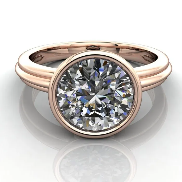 Fire Brilliance Rings Terese Round Center Stone Bezel Set Brava Ring