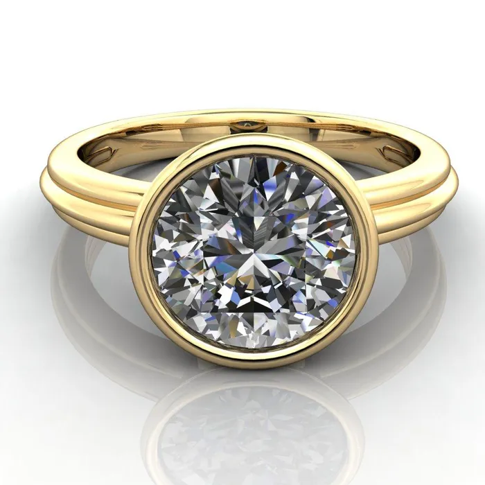 Fire Brilliance Rings Terese Round Center Stone Bezel Set Brava Ring