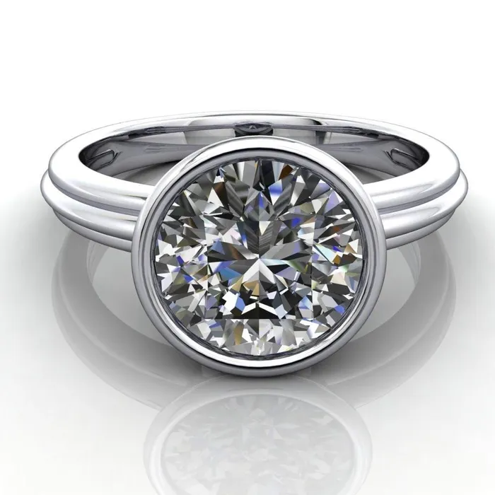 Fire Brilliance Rings Terese Round Center Stone Bezel Set Brava Ring