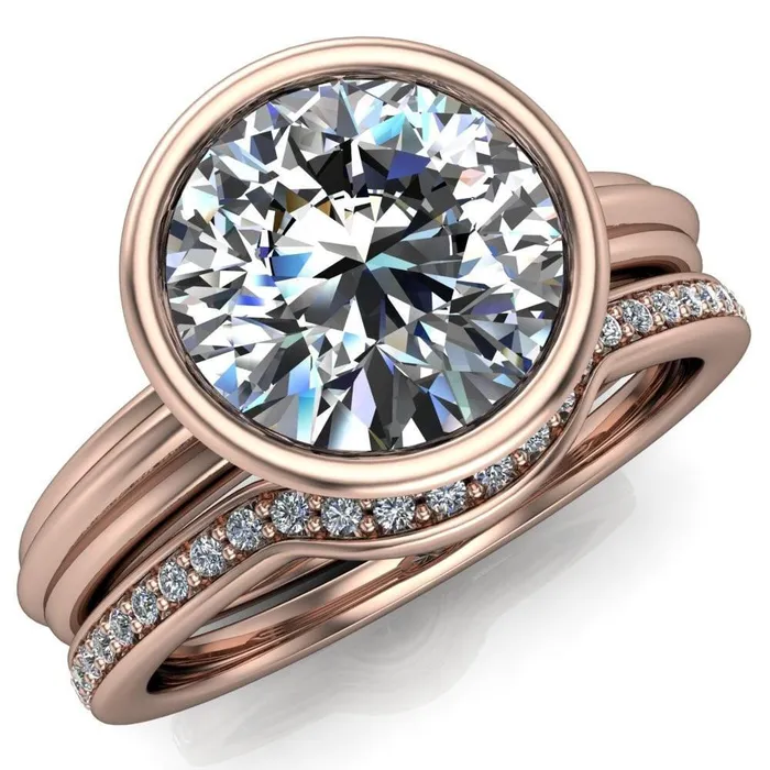 Fire Brilliance Rings Terese Round Center Stone Bezel Set Brava Ring