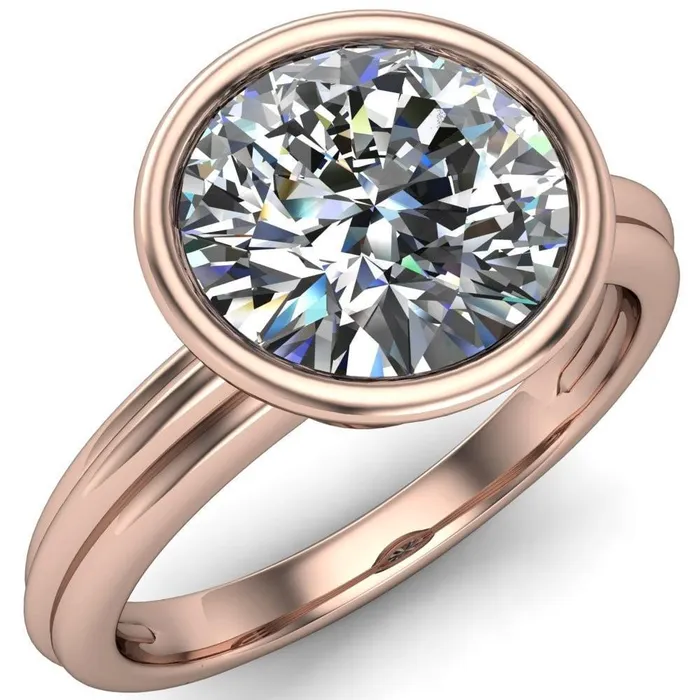 Fire Brilliance Rings Terese Round Center Stone Bezel Set Brava Ring