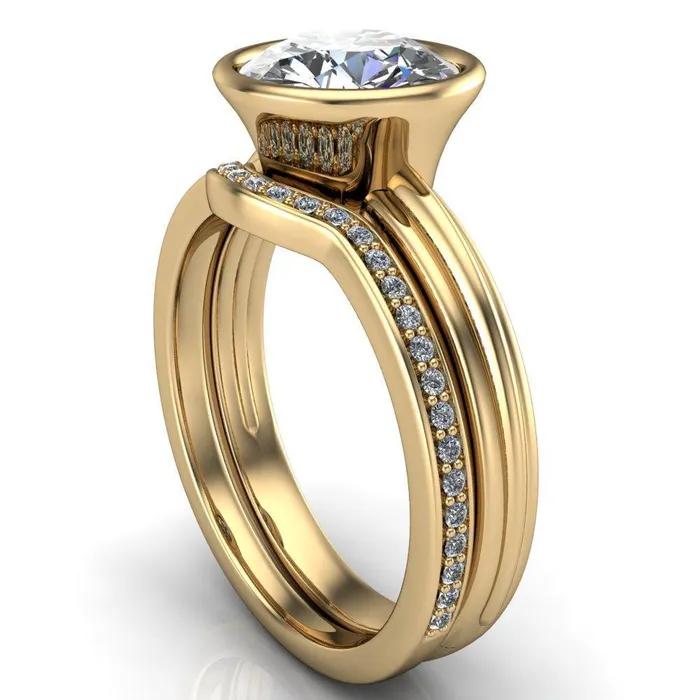 Fire Brilliance Rings Terese Round Center Stone Bezel Set Brava Ring